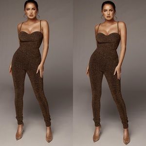 Gold Metallic Bustier Jumpsuit - medium